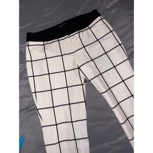 Express Editor Pants,‎ White & Black Windowpane Plaid, 6R